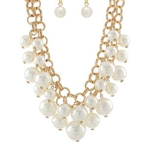 Multi Size Pearl Charm Layered Necklace Set